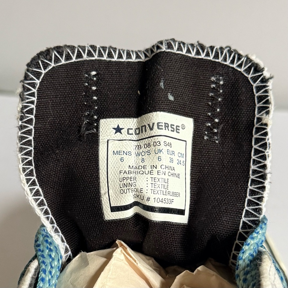 Converse All Star Women's Silver Star Chucks w/Teal Blue Laces - White & Blue 8 - Picture 6 of 6